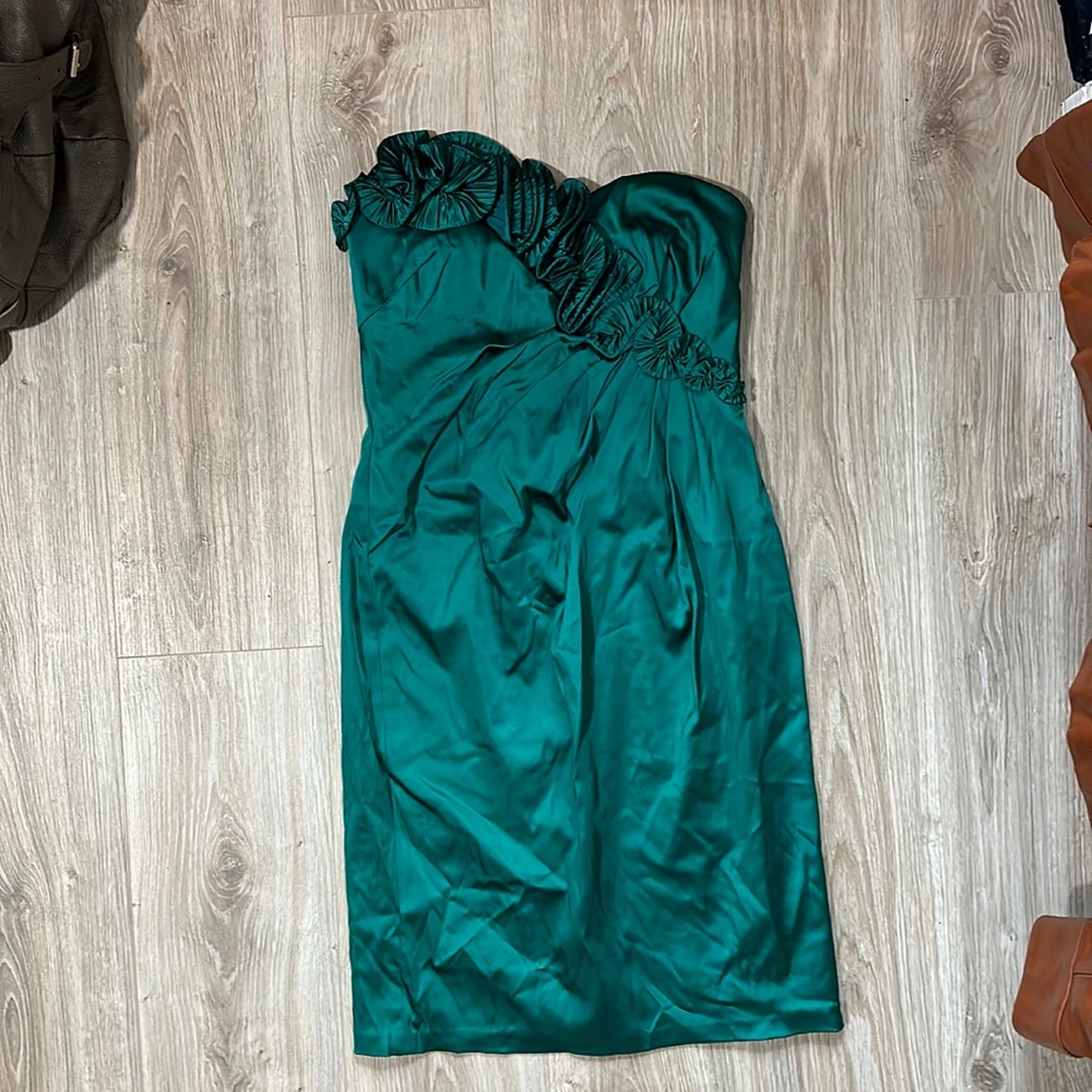 Worn once. Maggie London. Perfect satin wedding guest dress!